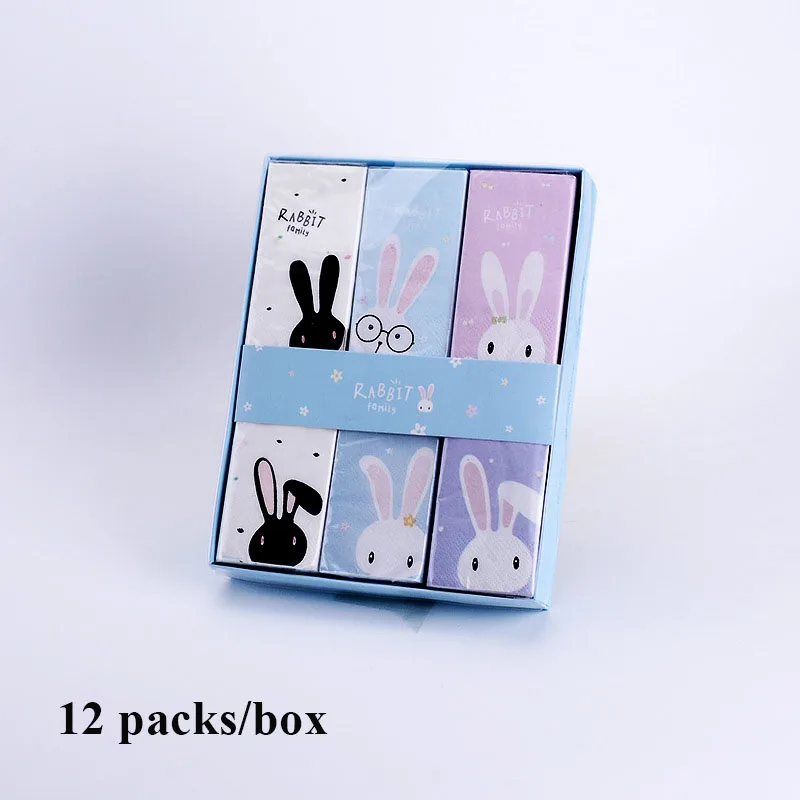 12 Packs of Handkerchief Paper 3 Layers of Virgin Wood Pulp Printed Paper Towels High-grade Non-toxic Printing Towels