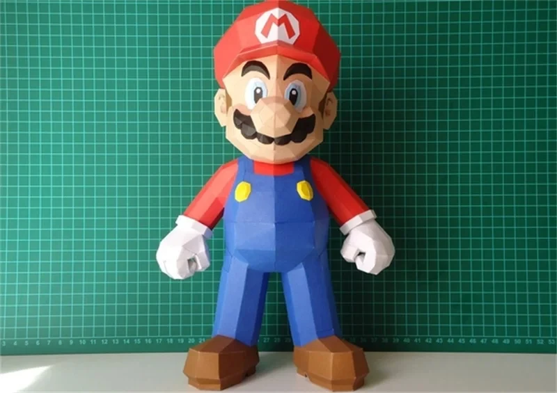 30cm Super Marioed Paper Model Game Figures Home Decor Desk Decoration Papercraft 3D DIY Puzzles Creative Handmade Toy Sculpture