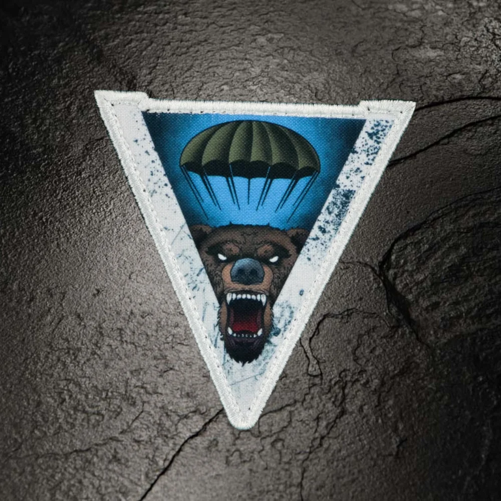 �Airborne Forces“ Moralabzeichen-Zubehör, Klettverschluss-Patch, Bär, Fallschirm, taktische Rucksack-Aufkleber, Militär-Armee-Patches
