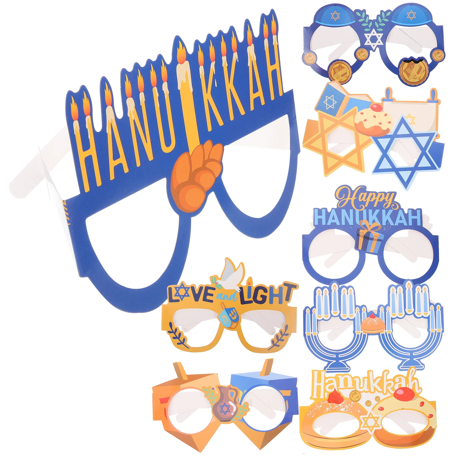 

Happy Hanukkah Eyeglasses Cartoon Paper Eyeglasses Prop Hanukkah Party Eyewear for Happy Chanukah Festival Party Decoration