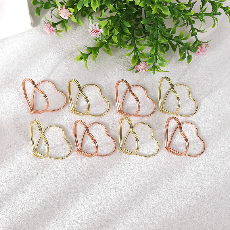 10/15pcs Metal Love Heart Card Holders Rose Golden Table Number stand Place Card Photo Message Clip Wedding Party Table Decor