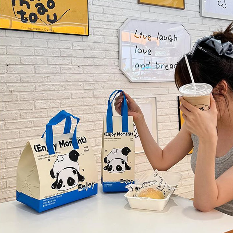 1 Pcs Panda Pattern Insulated Food Delivery Bag Large Commercial Grade Food Transport Tote Bag Reusable Insulated Bag For Food