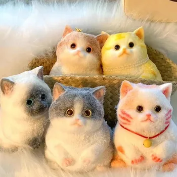 Taba Squishy Cute Flocking Cat  Fidget Toy Extra Large Sensory Stress Relief Toy for Kids Adults Anxiety Relaxation Squeeze Gift