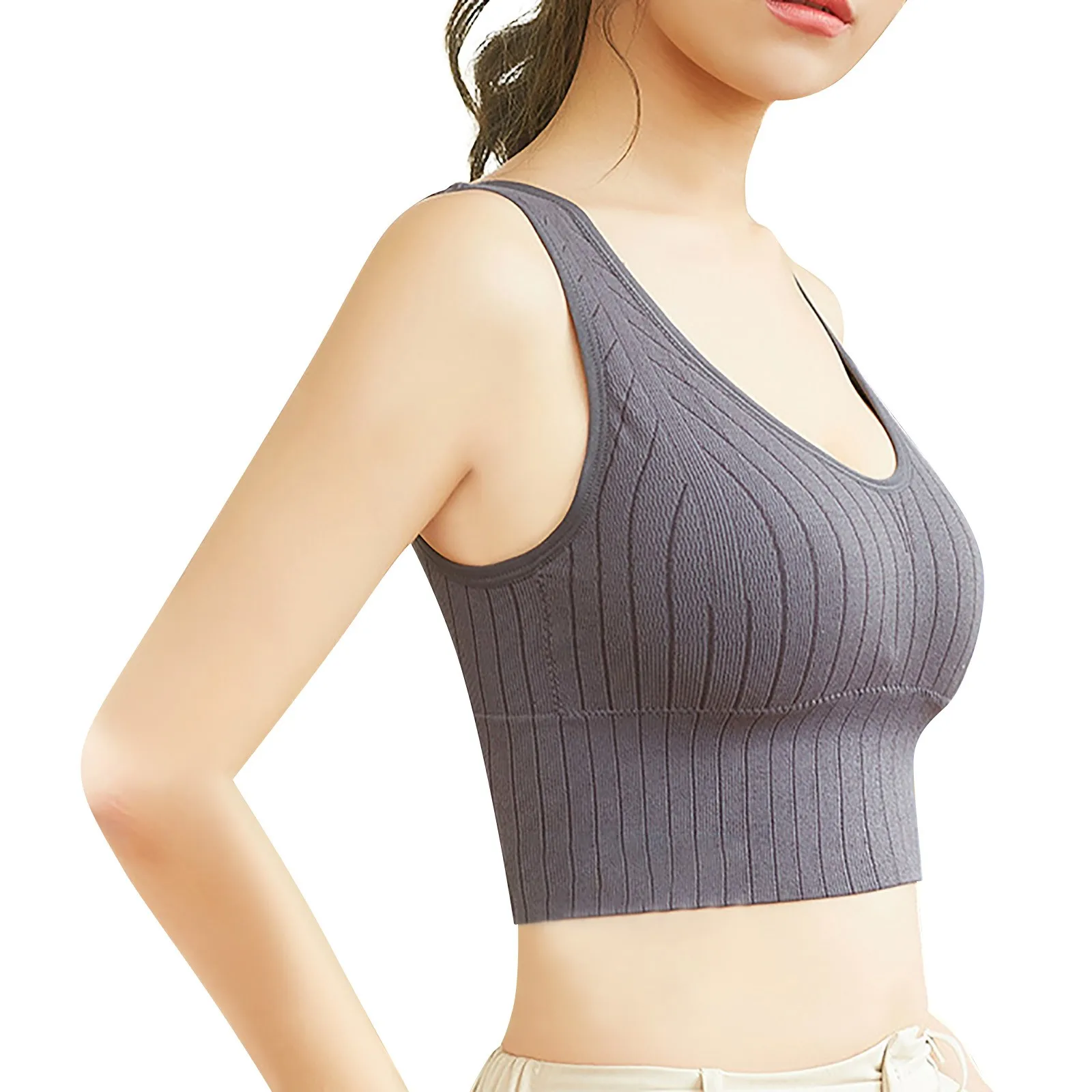 

Цельный бесшовный Женский спортивный бюстгальтер с эффектом пуш-ап, без стального кольца, удобное семейное Нижнее Белье для сна