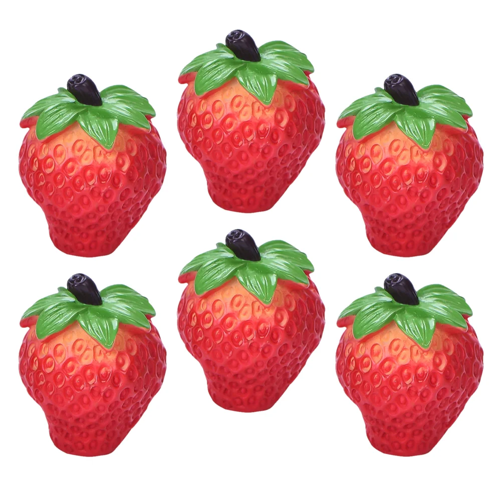 

6 Pcs Artificial Fruit Miniature Fruits Photo Prop Resin Simulation Strawberry Decor Model Models