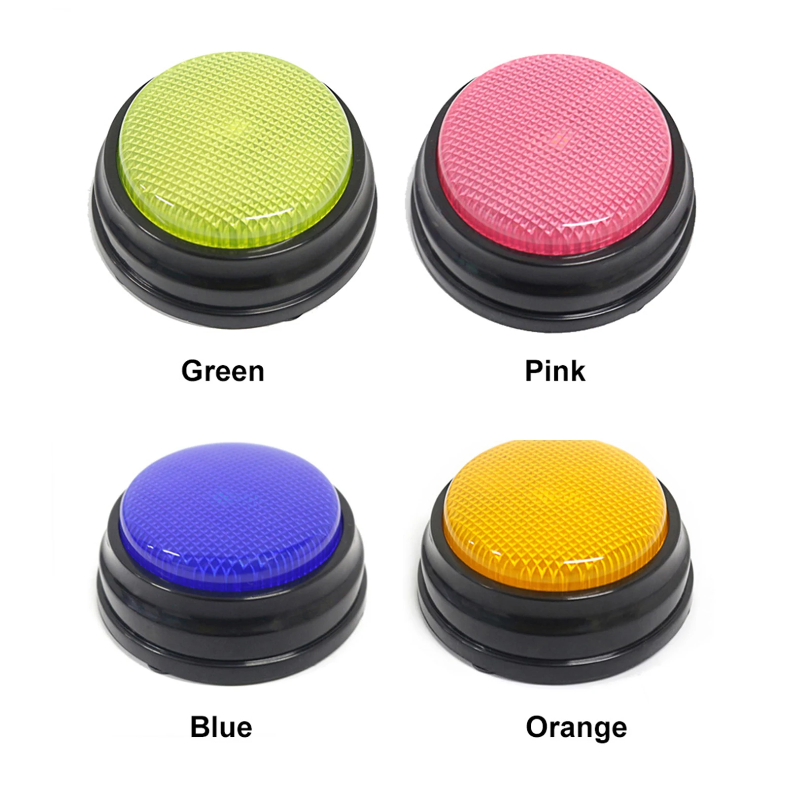 Bouton de roi avec fonction LED enregistrable, ressources d'apprentissage, buzzers, orange, bleu, vert, rose, 4 pièces