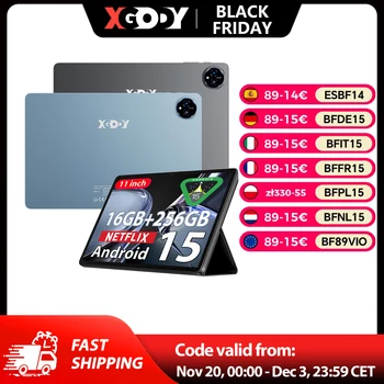 XGODY 2025 Q17 Tablet A573 Octa-Core CPU 11 inch 2K HD Touch Screen 16GB RAM 256GB ROM Android 15 8000mAh 13MP+8MP Camera