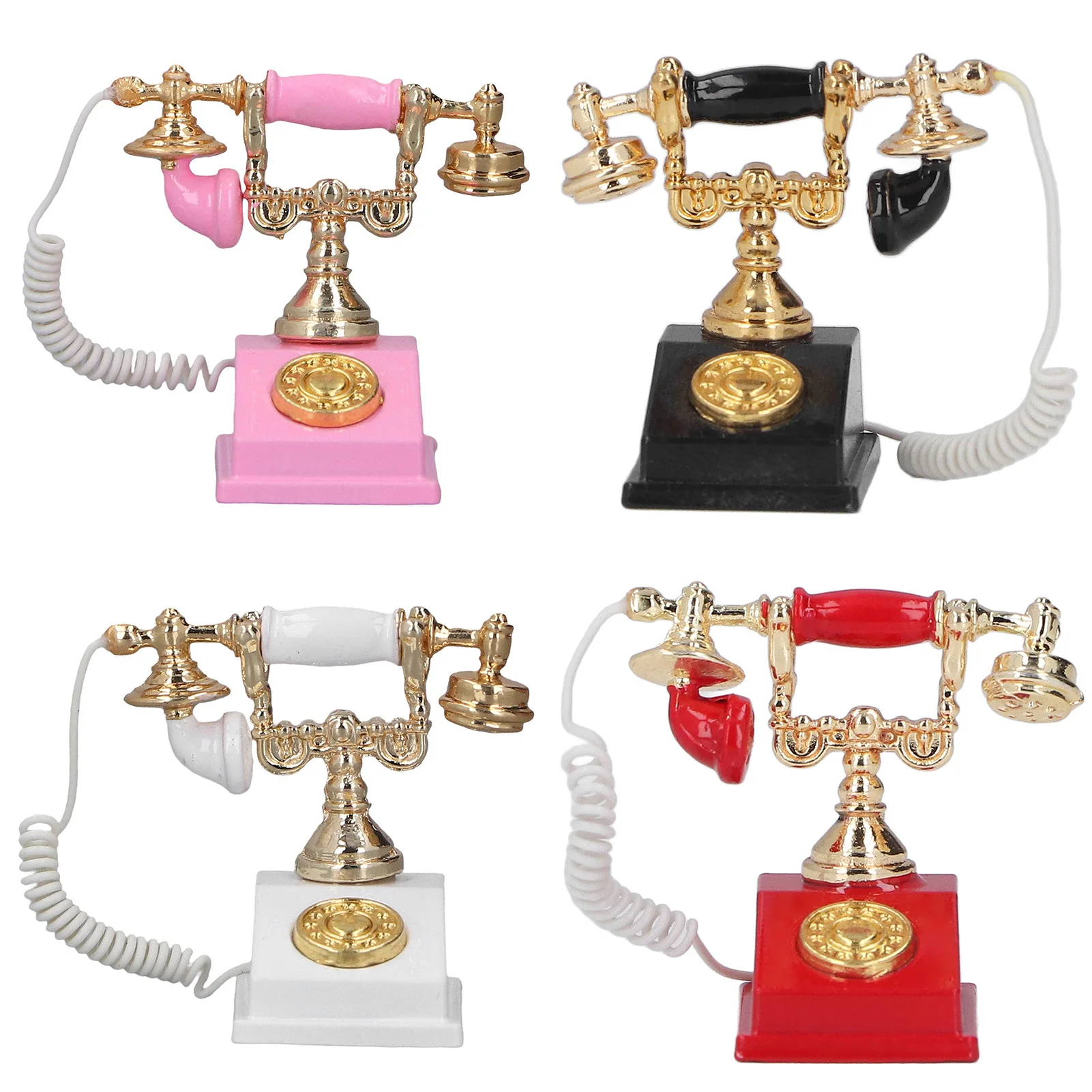 1:12 Dollhouse Accessories Dollhouse Mini Phone Model Retro Simulation European Vintage Phone Model Decoration