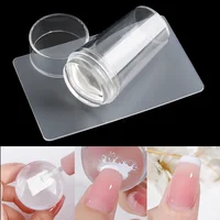 Heallor Nail Stamper Jelly Silicone Printing Nail Polish Stamping French Tip Nail Stamp Template with Scraper Manicure Stencil T 1