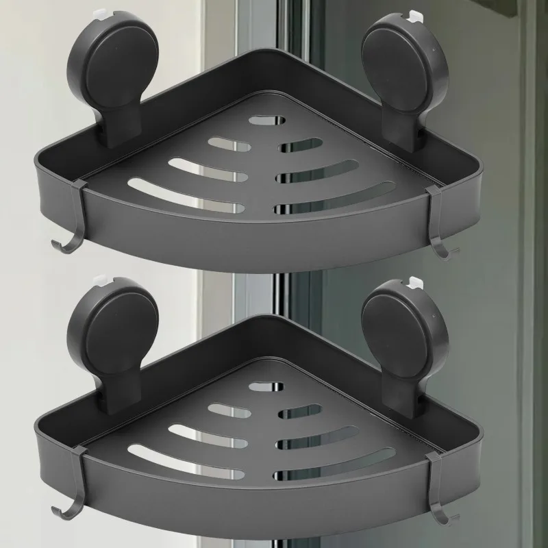 Shower Suction Cup Shelf Wall Mounted Suction Cup Corner Shelf Bathroom Triangle Organizer Basket Kitchen Storage  Accessories 3