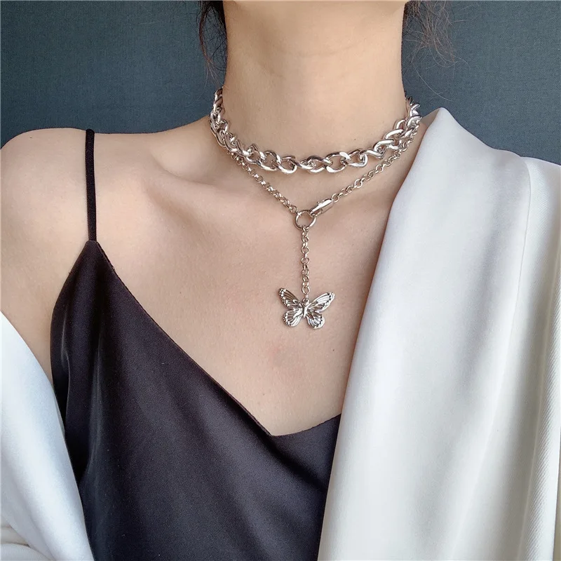 

Korean Fashion Long Layered Pendant Necklaces for Women Butterfly Necklace Clavicle Chains Choker Jewelry Accessories Collares