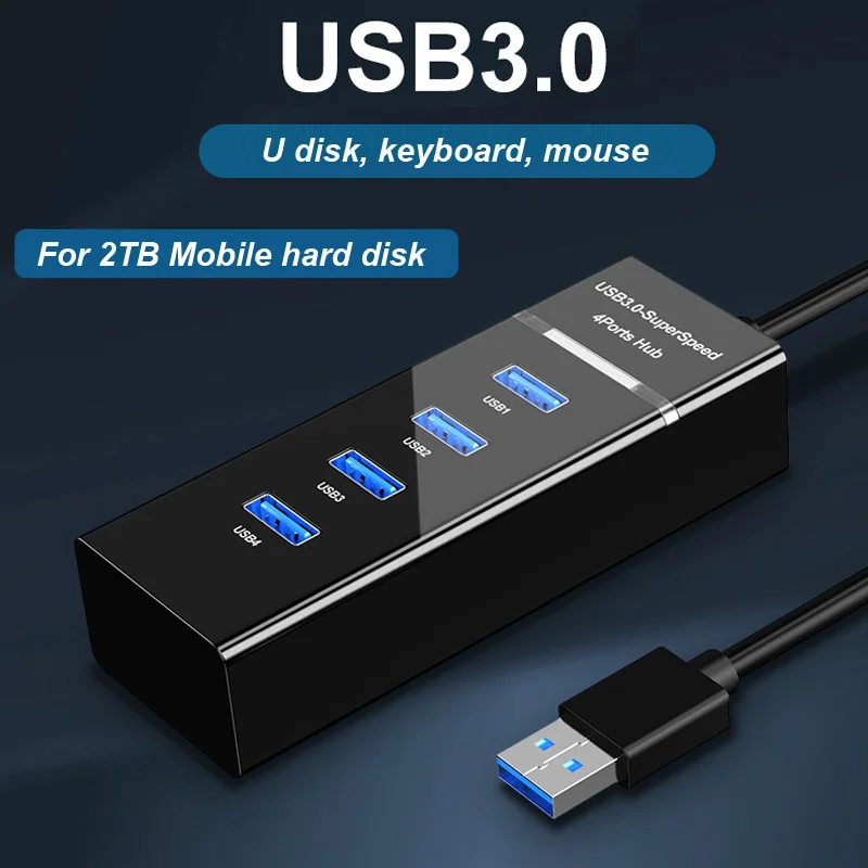 Usb 3.0 Hub Portas Length 30 120cm Divisor Cabo Adaptador de Alta Velocidade para Desktop Computador Portátil Mac Teclado Notebook Mouse 2tb Disco Rígido Móvel - Imagem 2