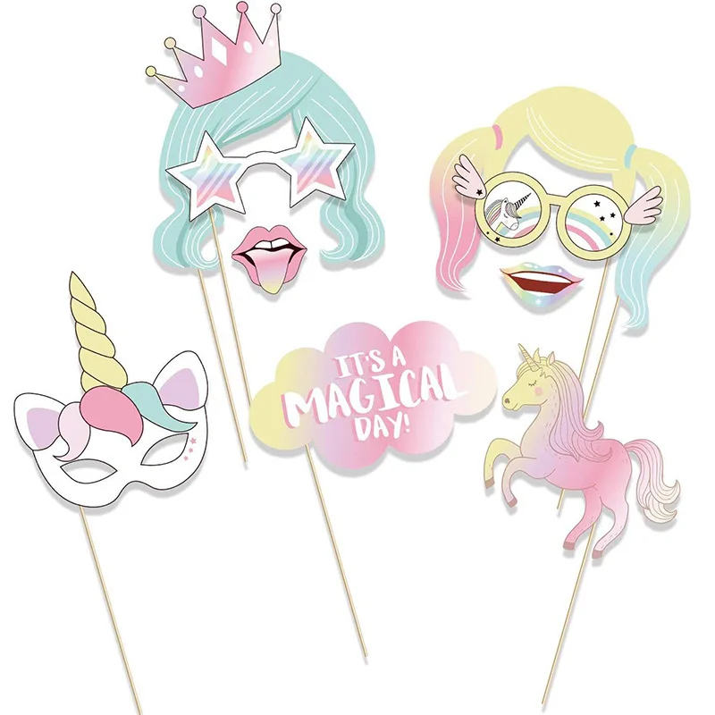 Party Photo Props Halloween Decoration Props 29pcs Unicorn Photo Booth Props For Girls Kids Unicorn themed birthday party Decorations