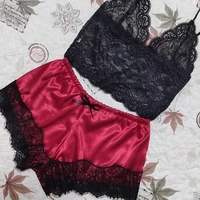 Pajama Sets Sexy Pajamas for Women 2 Pieces Top Shorts Set Sleepwear Clothes Lace Pajamas Underwear Lingerie 6