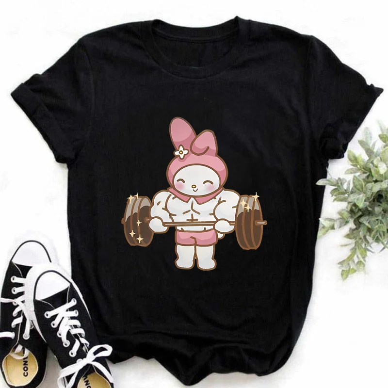 Camisetas divertidas con estampado de HelloKitty para mujer, camiseta de Anime Kuromis, Camisetas estampadas de algodón para mujer, camisetas informales de manga corta, ropa para mujer