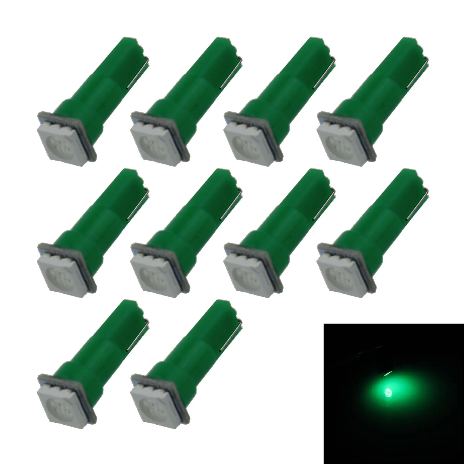 

10x зеленая лампочка RV T5, задняя панель, 1 излучатель, 5050 SMD, Φ 37 70 73