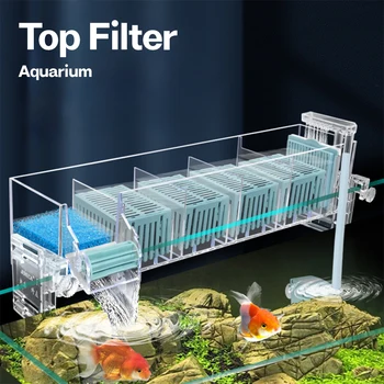 Aquarium Wall-Mounted Waterfall Filter Roller, ,Circulating Oxygen genation,Multi-Layer Fish Tank Top Filter New
