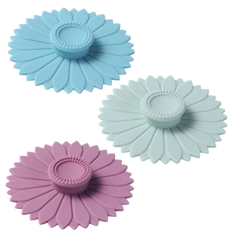 

Sunflowers Silicones Cups Lid Dustproof Camping Cups Cover Leakproofs Hot Cups Lid