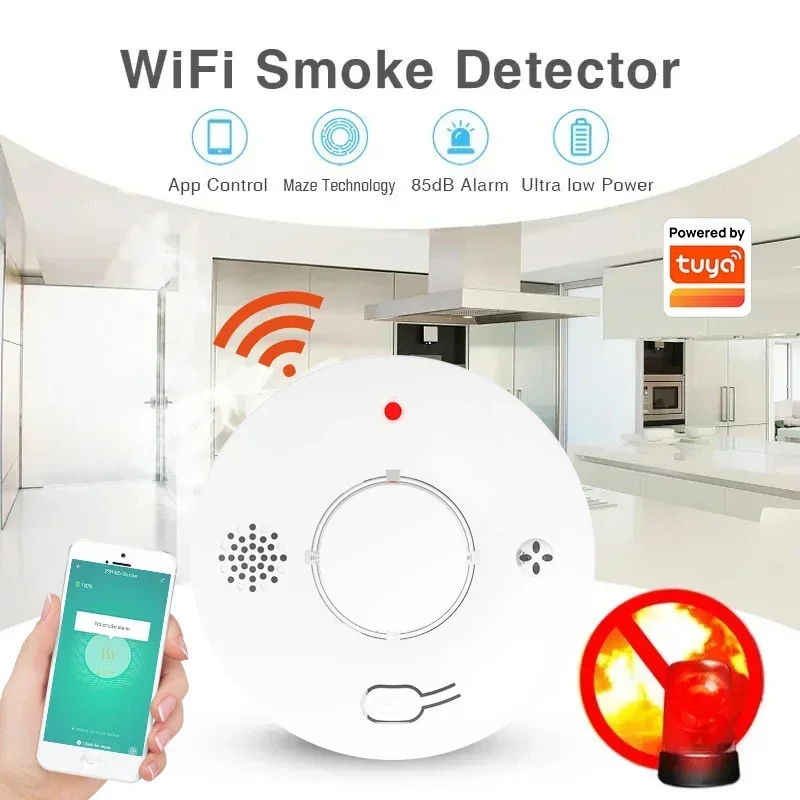 Tuya WiFi Zigbee SMOKE ALARM Fire ป้องกันเครื่องตรวจจับควัน Smokehouse COMBINATION Fire Alarm Home Security ระบบนักผจญเพลิง 1
