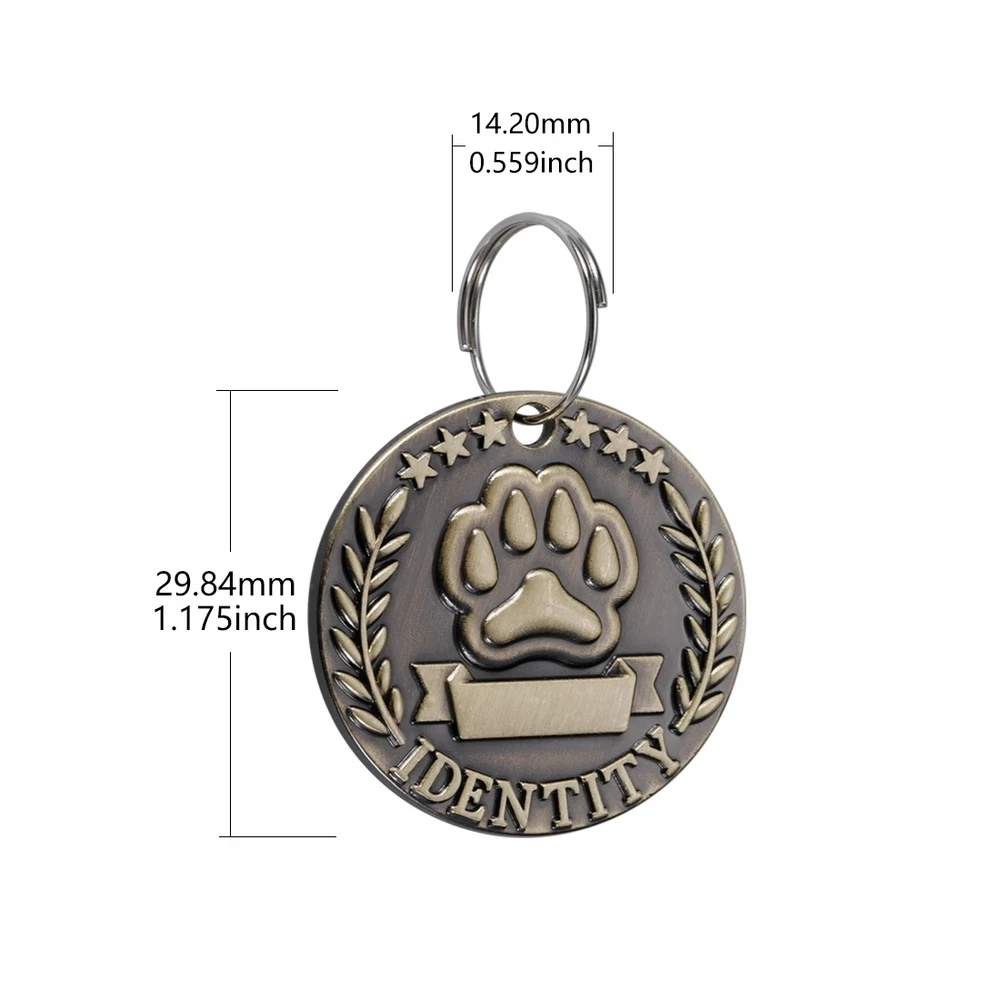 Pet ID Tags Dog Collar Tags Pet ID Medal Pendant Customizable Engraved Pets ID Tag for Dog Cat Bronze Nameplate Tags Personalized Anti-lost Address Number Dogs Collar ID Pendant