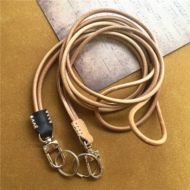 Genuine Leather Lanyard with Heavy Metal Keyring