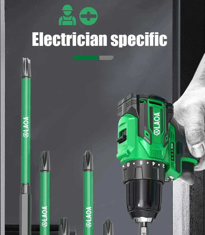 LAOA S2 Bit Elektriker-Spezialbit mit elf Stellen, stark magnetischer Phillips-Schraubendreherkopf, speziell für Handbohrmaschinen. – Detail 14