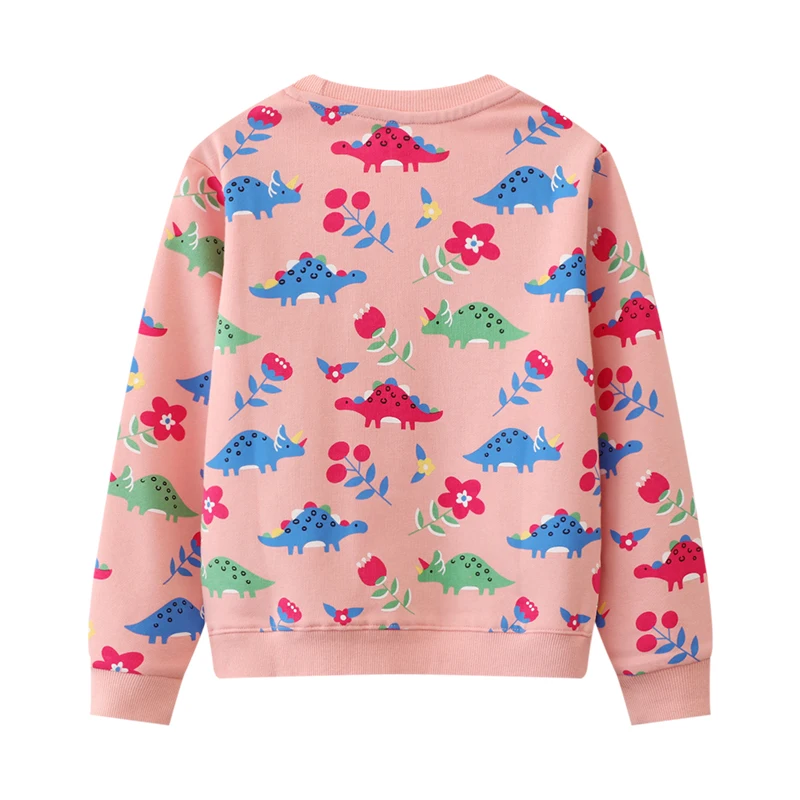 Girls Sweatshirts Dinosaur Prints Baby Girls Pink Clothes 2025 Fall New Children's Clothing Kids Long Sleeve Shirts