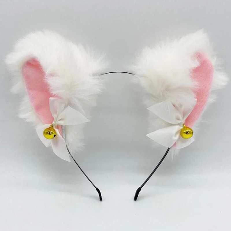 Cat Ears Headband Necklace Plush Bell Hairband anime hair accessories for Women Girls Cosplay Masquerade Party Costume