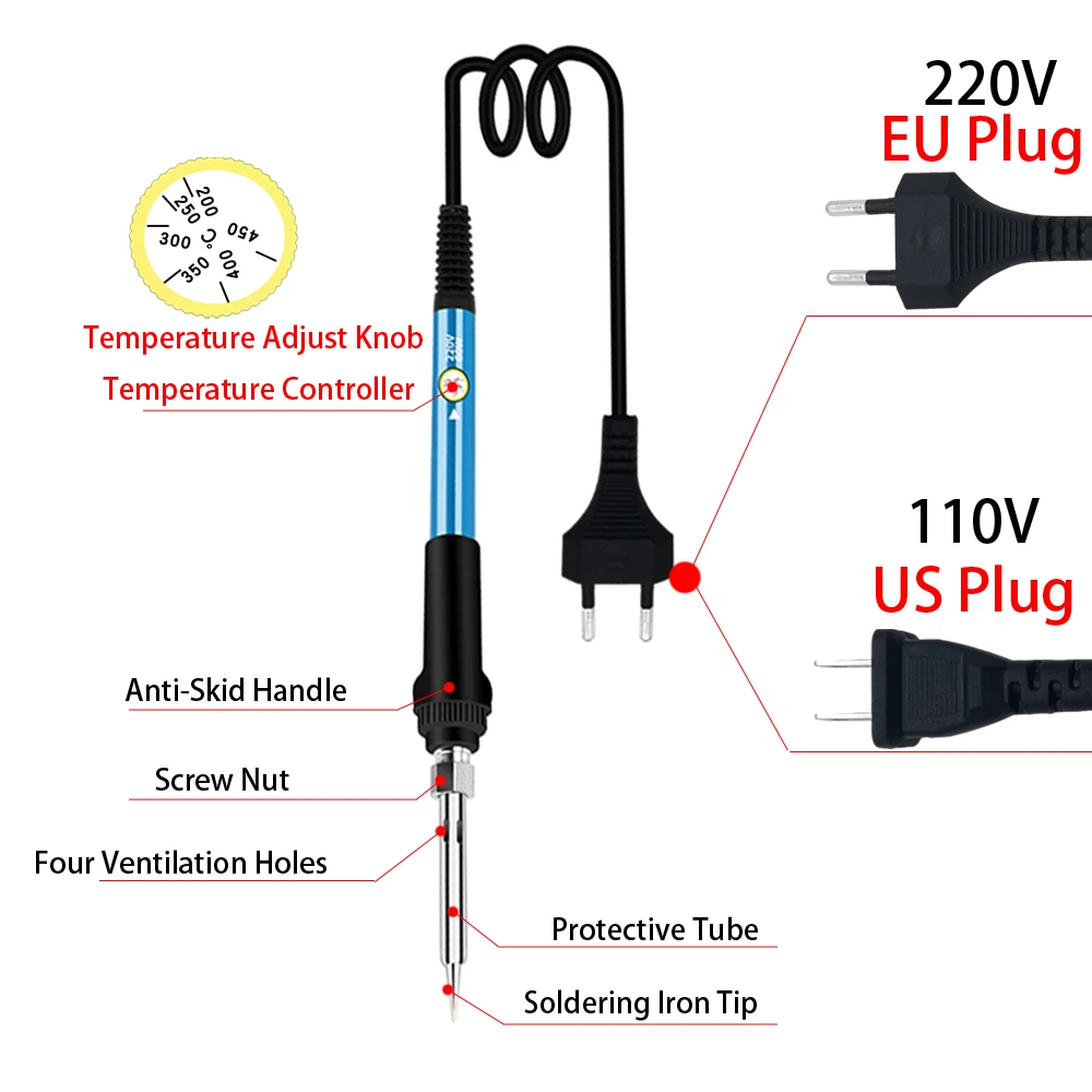 Adjustable Temperature Electric Soldering Iron 220V 110V 60W 80W Welding Solder Rework Station Heat Pencil Tips Repair Tools Kit soldering iron electric soldering iron soldering iron kit soldering iron set