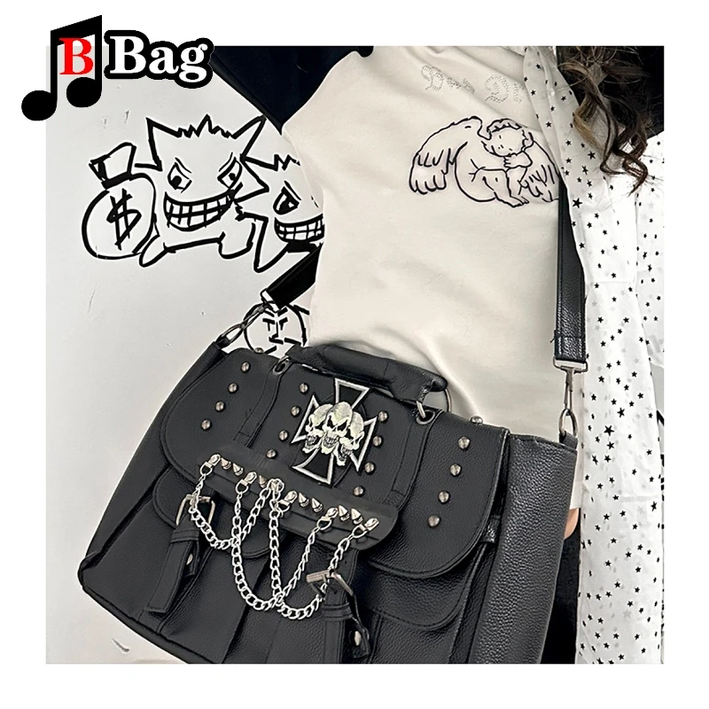 Gothic punk y2k shoulder bag Millennium Spicy Girls sub-culture