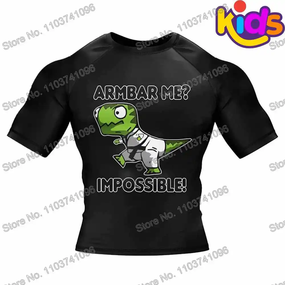 Kids Armbar Me Surf Clothing BJJ MMA Boys Rash Guard Short Sleeve Diving T-Shirt Tight Swimwear Summer Beach Floatsuit Tops