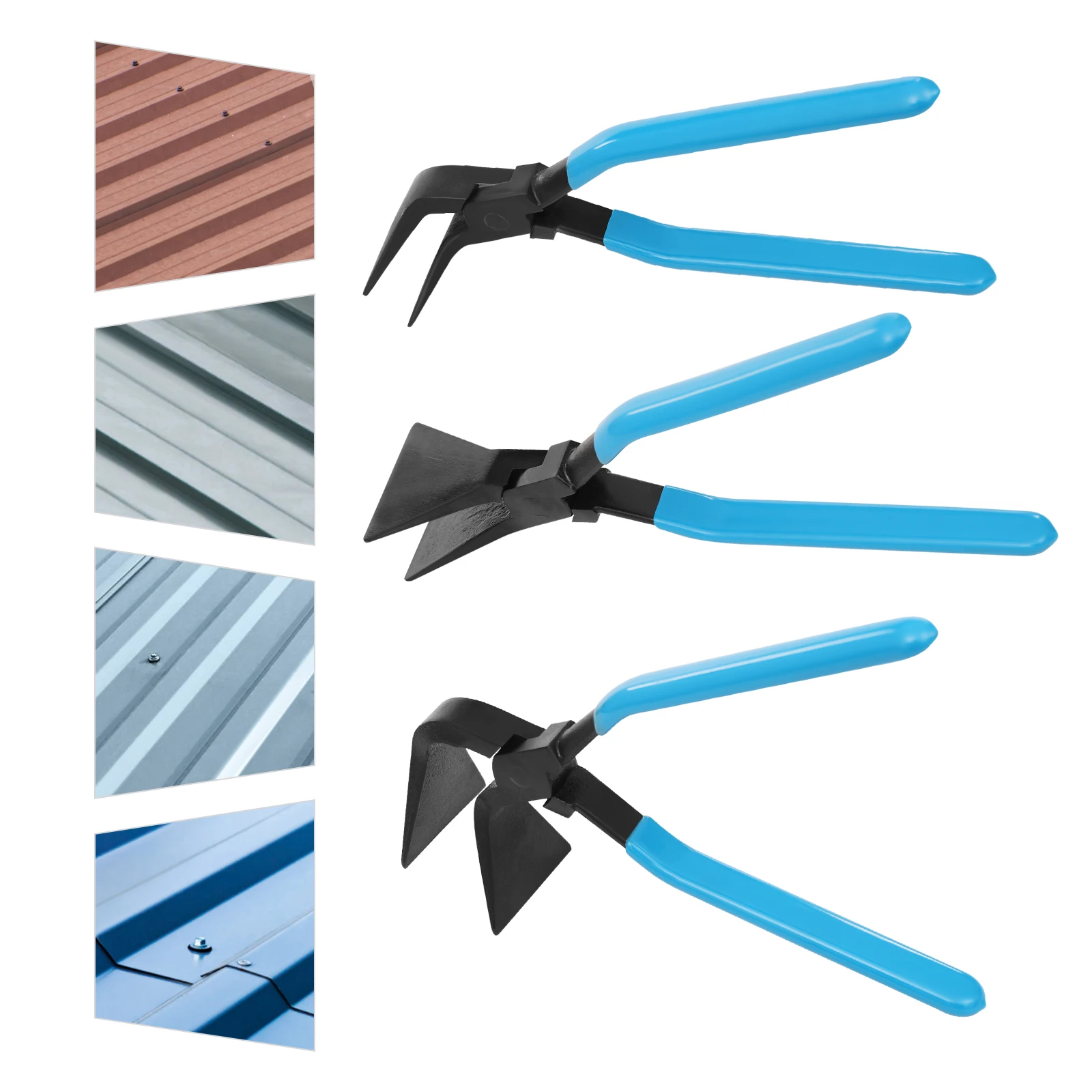 PVC-Kohlenstoffstahl, blau, 3-teilig, Blechbiegezange, Werkzeugset zum Biegen und Kanten, Metallbieger für Häuser, Autoreparaturen – Detail 25