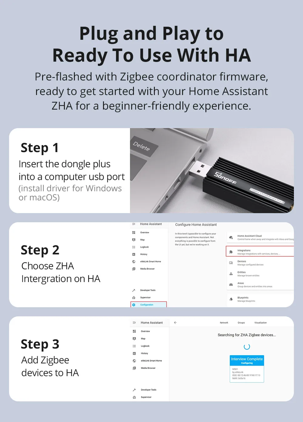 Zigbee 3.0 Dongle E ZBdongle-E Wireless Zigbee Gateway USB Interface Capture EF