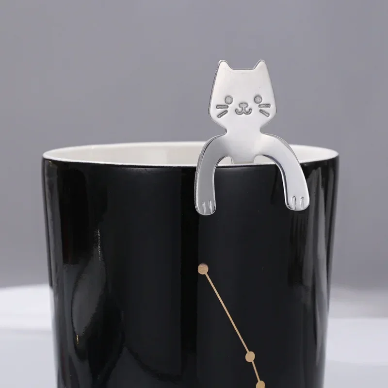 Cute Cat Coffee Spoon Stainless Steel Teaspoon Dessert Snack Scoop Ice Cream Mini Spoons Tableware Kitchen Tools stainless steel spoon