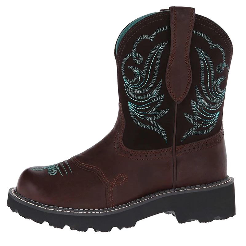 Embroidered PU Leather Cowboy Boots 4