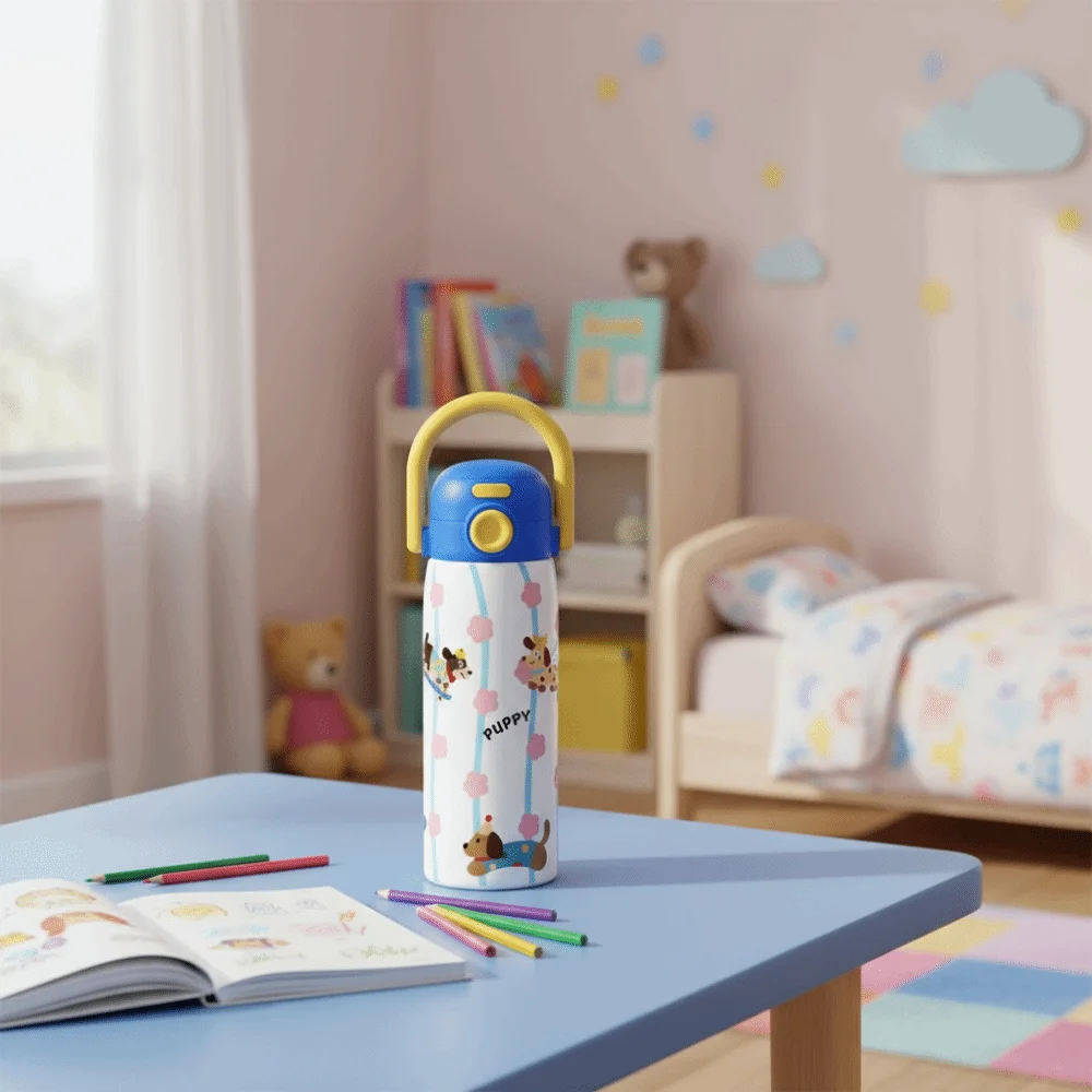 Gift Creative Thermal Water Bottle Portable 500ML Outdoor Insulated Mug Leak-proof Double Wall Drinking Straw Cup Household