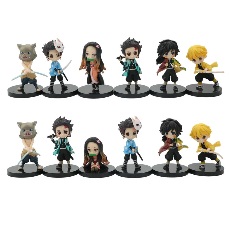 thumbnail image 1 of Q Posket Figura al por mayor Demon Slayer Mini Figura 9 piezas 10 piezas 14 piezas Conjuntos Kimetsu No Yaiba Pequeñas muñecas de PVC Decoración de escritorio, 1 of 5