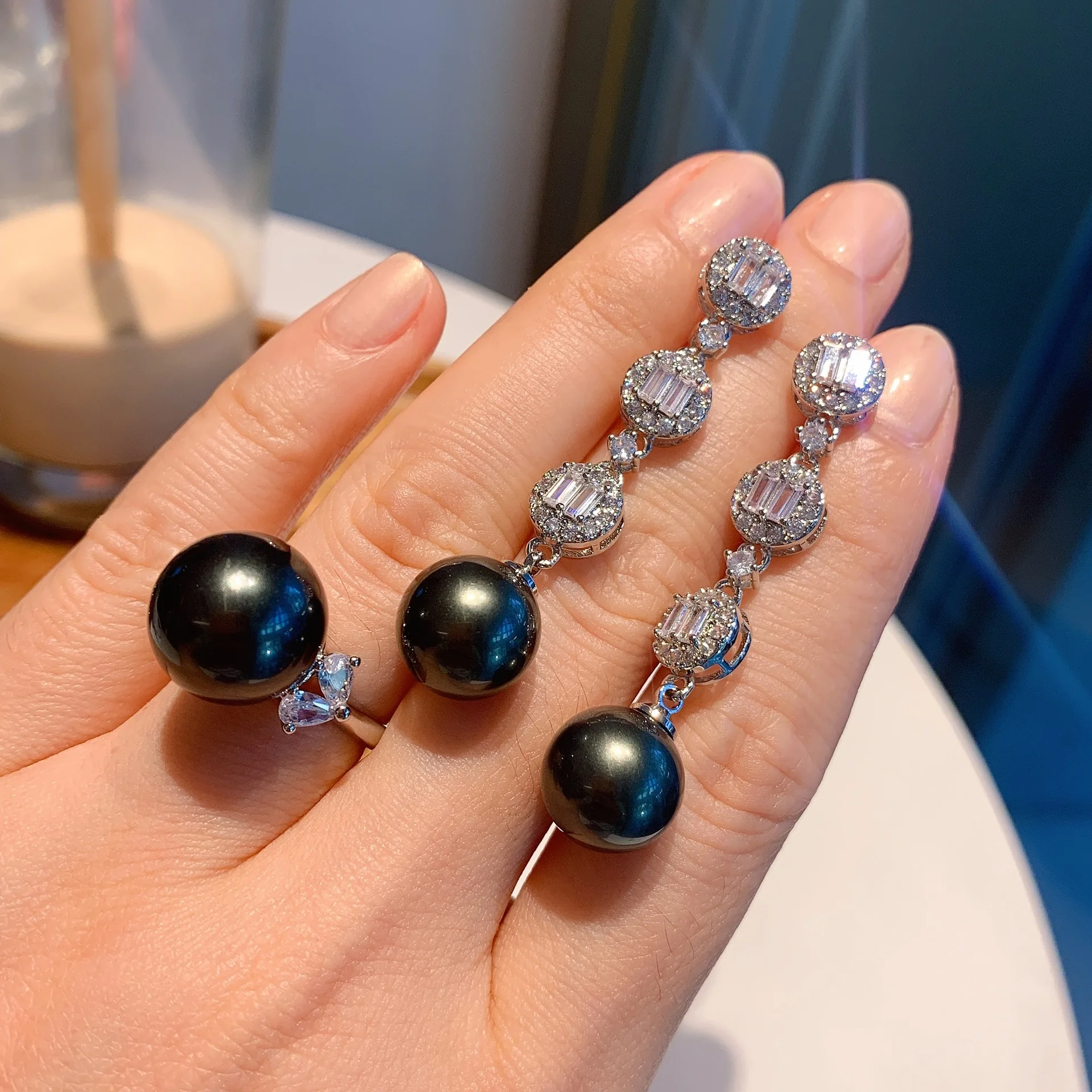 luxury jewelry natural tahiti pearl brooch black pearl 925