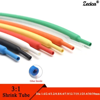 1 M 3:1 ความร้อนหดท่อกาวเส้นผ่านศูนย์กลาง 1.6 ~ 50 มม.กันน้ํา Dual Wall กาว Polyolefin แขนสายสายไฟสายป้องกัน 1