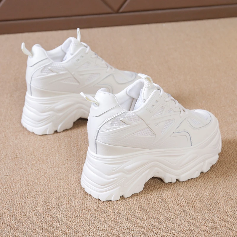 Brand 2022 Summer Breathable Mesh Sneakers Hidden Increasing Sport Shoes Woman Wedge Casual Chunky Shoes High Platform Shoes 9CM