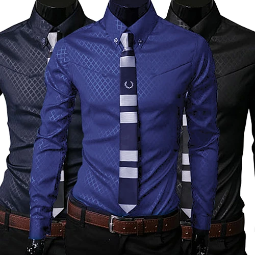 luxury men's shirt Business Style Slim Soft Comfort Slim-Fit Styles Long Sleeve Casual Dress Shirt Gift For Men