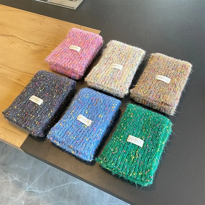 Children's western style rainbow dot knitted bib scarf autumn and winter warm windproof men's and women's wool small scarf