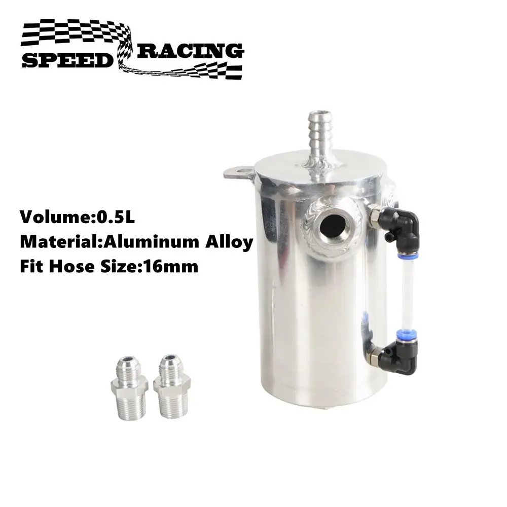 500ml Universal Breather Tank Kit Oil Catch Can 3/8 NPT Aluminum Alloy Polished Chrome Car Fuel Tank Silver OCC-1003 New Arrive