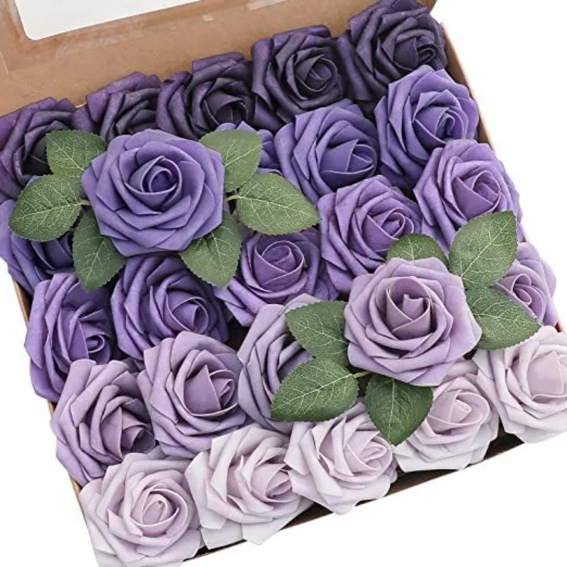 

Hot Sale Valentines Day Gift Box Foam PE Rose with Rod, Artificial Fake Flowers, Home Decoration Floriculture
