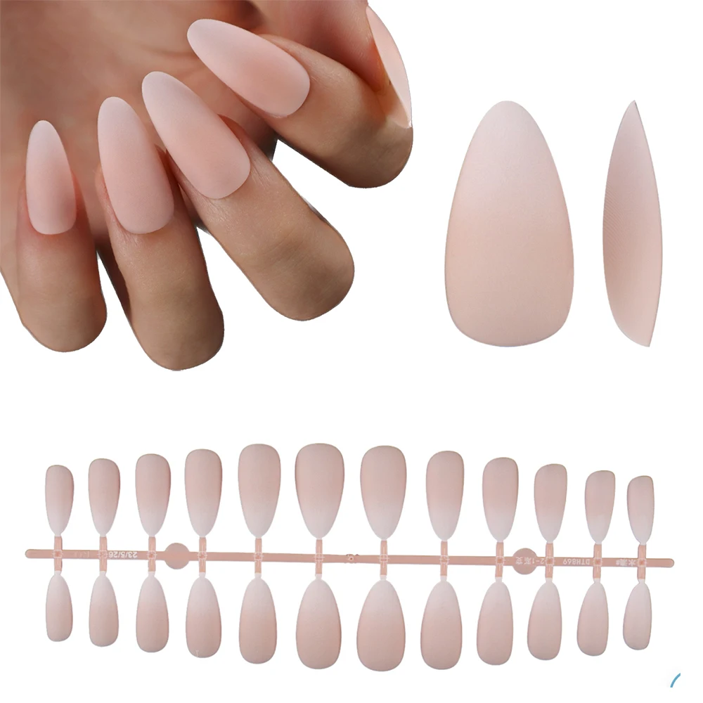 

120pcs Jelly Nude Gradient Press on Nail Frosted Almond Full Cover Artificial False Nail Tips for Women Girls Manicure Extension