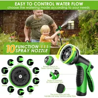 Garden Hose 100 Ft, Non-Expandable Ultra Lightweight & Flexible Water Hose with 10-Pattern Spray Nozzle, Kink-Free, Leak-Proof 2