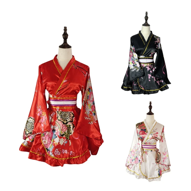 Kimono Traditional Japanese Costume  Dress for Women Sakura Yukata Haori Japanese Kawaii Girls Anime Cosplay Stage Show Costumes