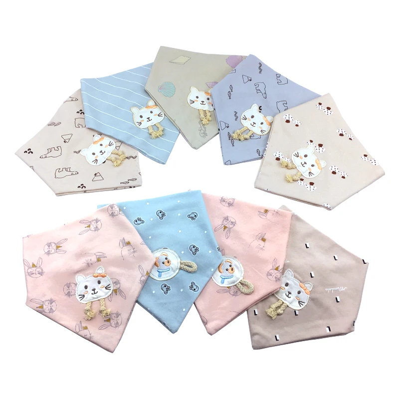 

5 Pcs Baby Bib Soft Cotton Baby Bibs Cute Triangle Scarf Drooling and Teething Towel Saliva Towel for Newborn Infant