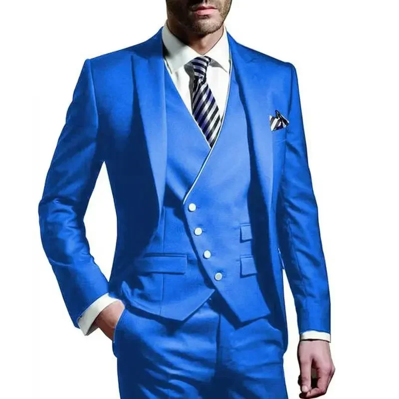 thumbnail image 1 of Trajes para hombres Disfraces de alta calidad 2024 Blazer Chaleco y pantalones 3 piezas Vestido de noche de negocios de boda Conjunto de traje de hombre de corte entallado, 1 of 5