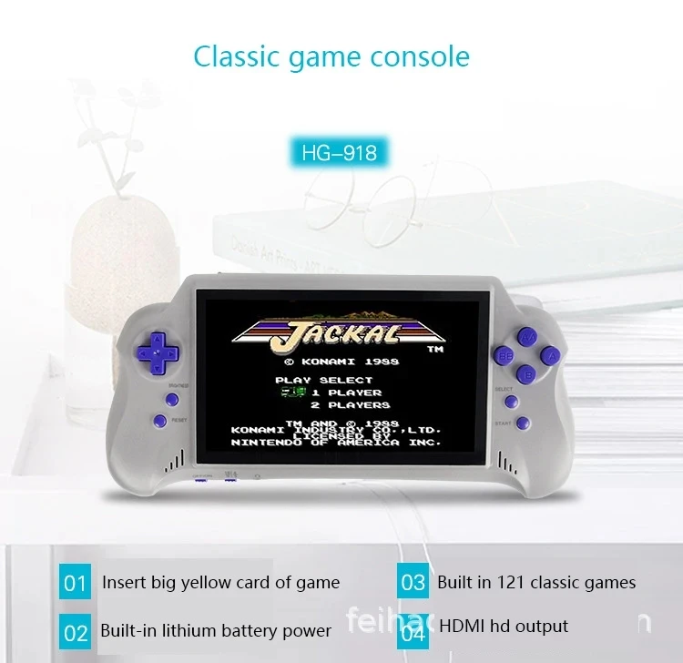 HG-918 7 inch Retro Handheld Game Console Support Home Game Cartridge Game Console Double Wireless Gamepad Built 121 Game